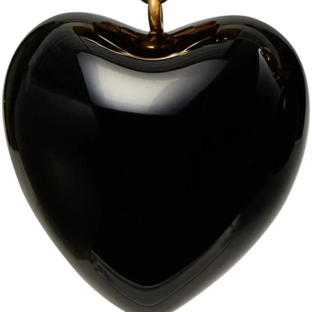 Tory Burch Authentic Vintage Roxanne Gold-Tone & Resin Heart Earrings In Black - Picture 8 of 10